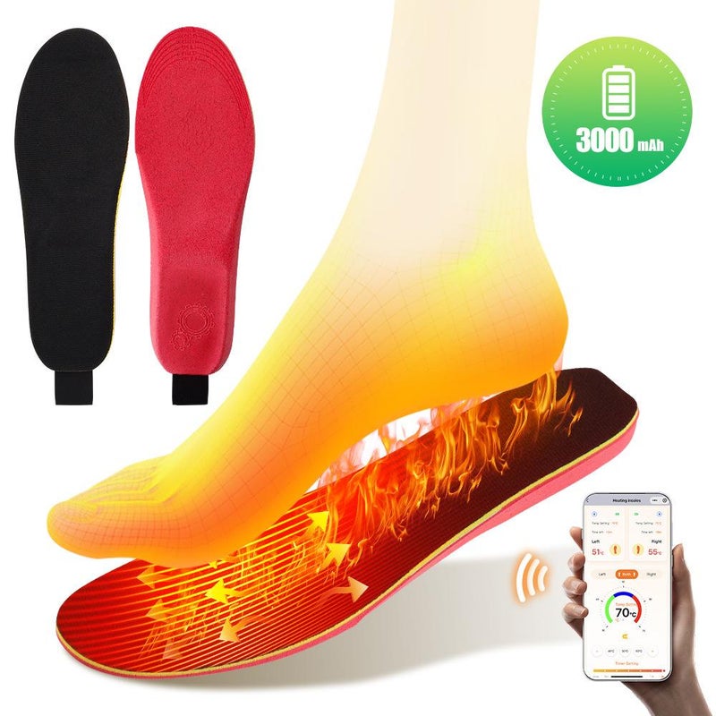 Smart Heated Insoles Rechargeable 1pair Foot Warmer 3 Heat Settings Mobile app to Control Temperature, Full-Foot Heating & Cut-to-Fit Design for All Shoes - Image 2